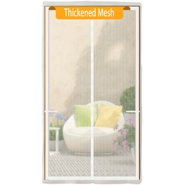 Upgraded Magnetic Screen Door Thicker 250g/m² Reinforced Mesh,36 Longer Magnets, Retractable Screen Door Mesh Magnetic Closure for Single Front Door