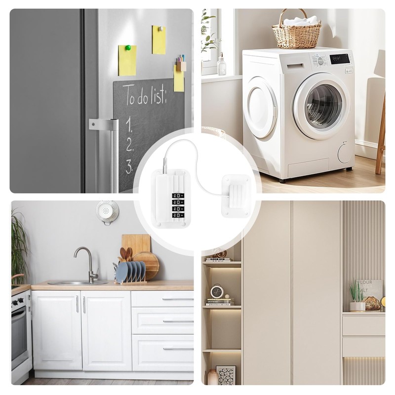 2 Pack Fridge Locks, Universal Combination Lock for Doors, Windows,