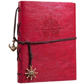 FUPUTWO Photo Album, Scrapbook, DIY, Handmade, Photography, Logbook, Black Mount, Large Capacity (Red)