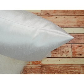 Aiking Home 12x24 Inches Faux Silk Rectangular Throw Pillow Cover, Zipper Closure, White (Set of 2)