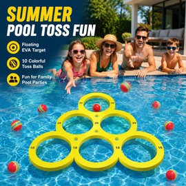 Floating Pool Toss Game Set for Summer Fun – EVA Water Throwing Mat with 10 Balls for Family Pool Parties