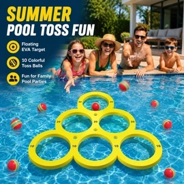 Floating Pool Toss Game Set for Summer Fun – EVA Water Throwing Mat with 10 Balls for Family Pool Parties