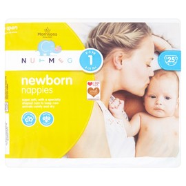 Morrisons Nutmeg New Baby Nappies Size 1, Pack of 25