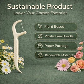 EcoYou Biodegradable Floss Picks | 50 Count (4 Pack) | Mint Flavor, Candelilla Wax | Pfas Free | Sustainable & Reusable | Vegan & Cruelty-Free | Eco Floss Picks