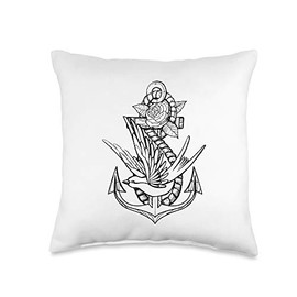 Tattoo Style Anchor Infinity Symbol Swallow Throw Pillow