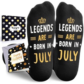 HAPPYPOP July Birthday Gifts for Men - Birthday Socks Presents Gifts for Him Male with Greeting Card