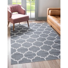 Unique Loom Decatur Collection Trellis Geometric, Modern Area Rug, 4 ft 2 in x 6 ft, Dark Gray/Ivory