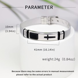 Stylish Men's Adjustable Bracelet Cross Stainless Steel Mesh Chain Wrist Band Bracelet, Metal, not known,