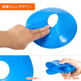 Jessfar Marker Cones, Set of 10, 25, 50 Pieces, Color Cones, Made of Soft PE, Thick, Training Cones, Soccer, Baseball, Tennis, Marker Discs, Sports, Practice, Disc Cones, Sports Events, Compact,