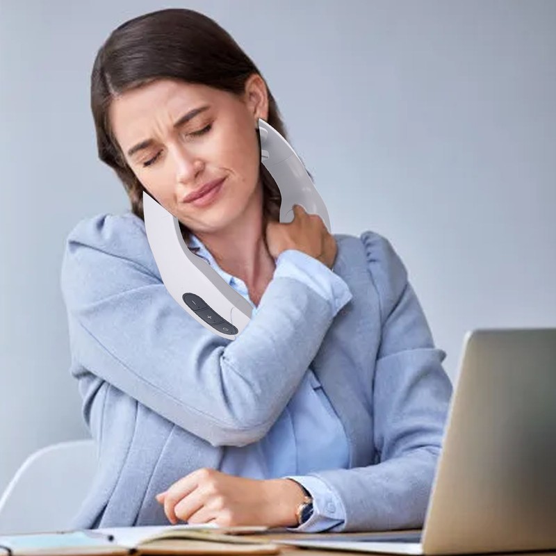 Electric Pulse Neck Massager Adjustable Multi Functional Portable 4 Head