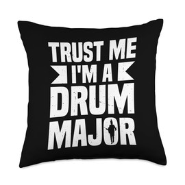 Drum Major Mace White Marching Band Gloves Leather Whistle Baton Drum Major Costume Throw Pillow, 18x18, Multicolor