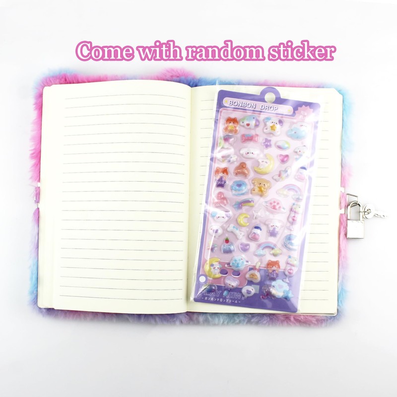 YankMooM Cat Secret Diary with Lock for Girls, Tie-Dye Kids