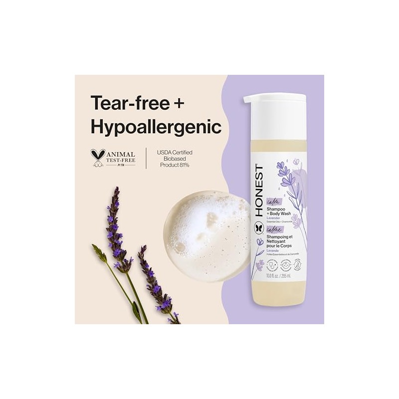 Honest Shampoo & Body Wash, Ultra Calming Dreamy Lavender, 10