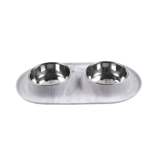 Messy Mutts Double Silicone Feeder with Stainless Bowls, Medium, 1.5
