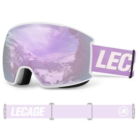 LECAGE Anti-Fog Magnetic Ski Goggles Over Glasses, Helmet Compatible, Spherical Snowboarding Goggles, OTG Snow Sports Goggles for Men Women Adults Youth (Purple)