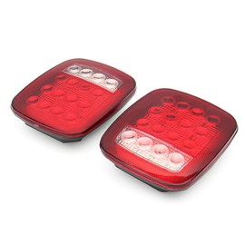 HEHEMM 16 LED Car Rear Light Waterproof Truck Trailer Boat Stop Turn Reverse Light Lamp Red White 12 V (Pack of 2)