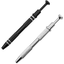 ERBO Pack of 2 Piercing Pliers, Jewellery Tweezers with 4 Claws, Pick Up Tool, Diamond Gemstone Catcher, Pircings Ball Holder Prong for Beads, Watches, Glasses, Soldering, Jewellery Making (Silver +
