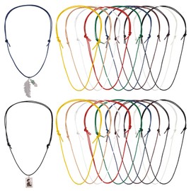 PH PandaHall 20pcs 10 Colors Leather Cord Necklaces, 15~30 inch Adjustable Necklaces Double Knotted Cord Semi Rope Necklace Beach Choker Surf Necklace for Women Men Jewelry Making