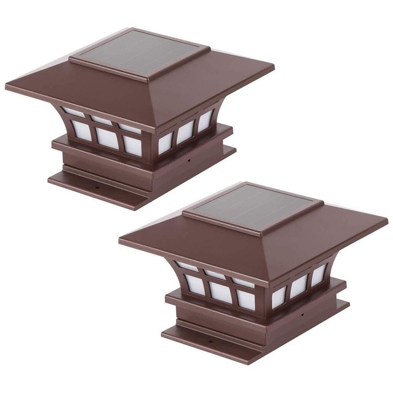 2 Pcs Solar Post Lamp Garden Fence Landscape Light Outdoor