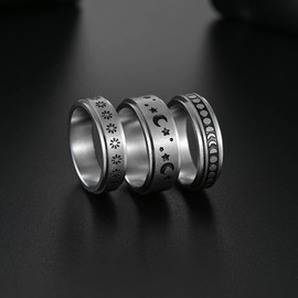 PAMTIER Womens Stainless Steel Flower Spinner Ring Silver Statement Rings Stress Relieving Lmm Size W