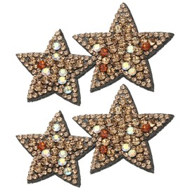 PATIKIL Double Star Rhinestone Patches, 2 Pcs Double Star Shape Sew on Applique Patches Rhinestone Applique Glitter Crystal Patches for Shoes Clothes Pants Bags, Brown