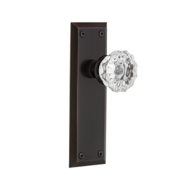 Nostalgic Warehouse 700603 New York Plate Single Dummy Crystal Glass Door Knob in Timeless Bronze