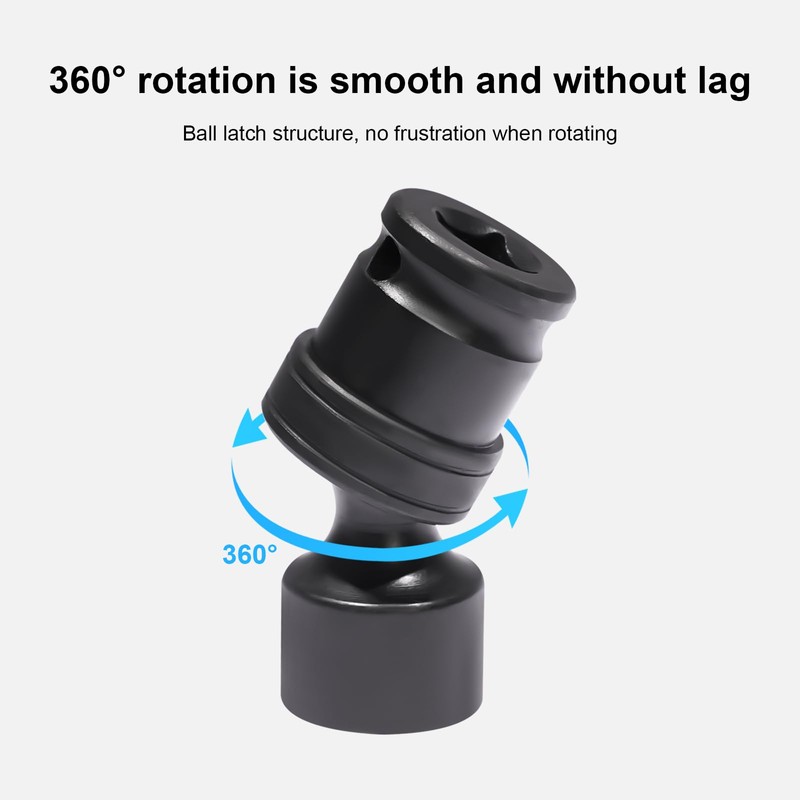 Universal Swivel Impact Socket Set, 15 PCS 3/8" 8-22mm Drive
