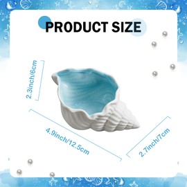 Auch Ceramic Conch Shell Jewelry Tray, Blue Shell Jewelry Dish, Shell Trinket Dish, Earring Ring Holder Dish Ocean Coastal Decor Jewelry Plate Tray Key Bowl for Jewelry Christmas Room Beach Decor