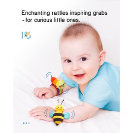 Infinno Baby Wrist Rattle Socks and Foot Finder Set, Perfect Baby Toys for 0-12 Months Newborn Boys and Girls As Baby Shower Gifts, Garden Bug Series