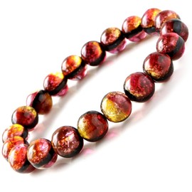 Glow in the Dark Kerama Sunset Orange Firefly Glass Bracelet, Men's, Women's, 0.4 inches (10 mm), Okinawa, Kerama Islands, Inner Diameter: Approx. 6.9 inches (17.5 cm)