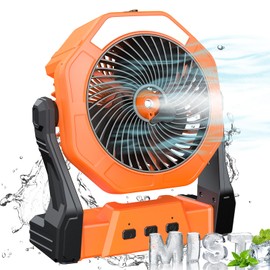 Ausic Portable Misting Fan, Outdoor Fans for Patios with Water Mist, 10000mAh Rechargeable Battery Personal Cooling Fan with Mister, 8-Inch, 250mL Water Tank & LED Lantern, for Home, Outside, Camping