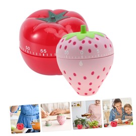 Vaguelly 2Pcs Cartoon Fruit Clock Kitchen Timer Adorable Strawberry Desktop Timer for Cooking Baking Study and Management