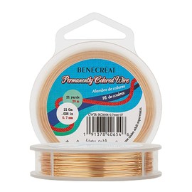 BENECREAT Accessory Wire, 66.6 ft (20 m), Wire Diameter 0.03 inches (0.7 mm), Copper, Light Gold, Wire, Craft Copper Wire, Art Wire, Fine Copper Wire, Accessory Parts, DIY Handicraft, Accessory Wire,