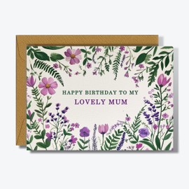 Floral Birthday Card for Mum | Happy Birthday Mum Card with Wildflower Design | Perfect for Mother's Day, Birthday or Just Because | Mum Wildflowers Card With Envelope (L Style)