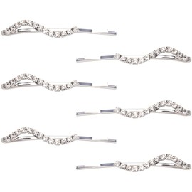 6 Pieces Rhinestone Bobby Pins Silver Metal Hair Clips Crystal Hair Pins Slim Diamante Rhinestone Bobby Pin for Lady Women Girls