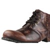 OSSTONE Moto Boots for Men Fashion lace-up Leather Chukka Boots