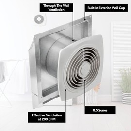 Broan-NuTone 509 Through-the-Wall Ventilation Fan White Cover, 200 CFM, 8.5 Sones, 8"
