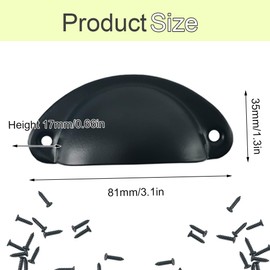 Yosawo Pack of 12 Shell Handle Drawer Handles Cupboard Knobs Retro Cabinet Door Handle for Furniture Crescent Crescent Metal Knob (Black)