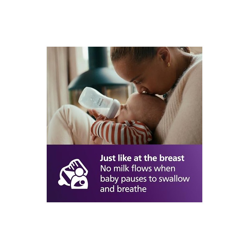 Philips Avent Biberón Natural Response con válvula anticólicos│9oz/260 ml│Flujo 3
