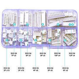 JTSINERU JST Connector Socket Kit, JST XH 2.5 2.5MM 2Pin 3Pin 4Pin 5Pin 6Pin 7Pin 8Pin 9Pin 10Pin 12Pin Micro Header PCB Board Side Type Right Angle Type Header (JTS-XH2.5-DIP-R/A)