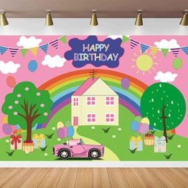 Pink Banner Background for Pig Birthday Party Pig Theme Pink Photo Decoration Materials Photo Background Materials