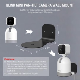 PUUUCI Wall Mount for Blink Mini Pan-Tilt Camera - Blink Mini Pan-Tilt Camera Black Stainless Steel Wall Mount Bracket/Holder for Home/Apartment/Office Indoor (2-Pack)