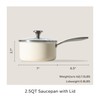 Redchef Ceramic Sauce Pan with Lid, 2.5QT Small Saucepan, Nonstick