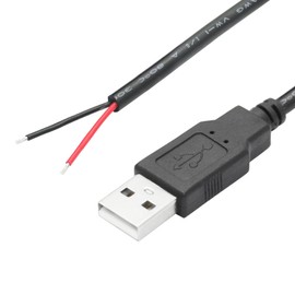 4Pcs USB A Male to 2 Pin Bare Wire 11inch, 20AWG 5V/5A 2 Pin Pigtail Open End Power Cord, for USB Equipment Installed or Replace Repair DIY Cable