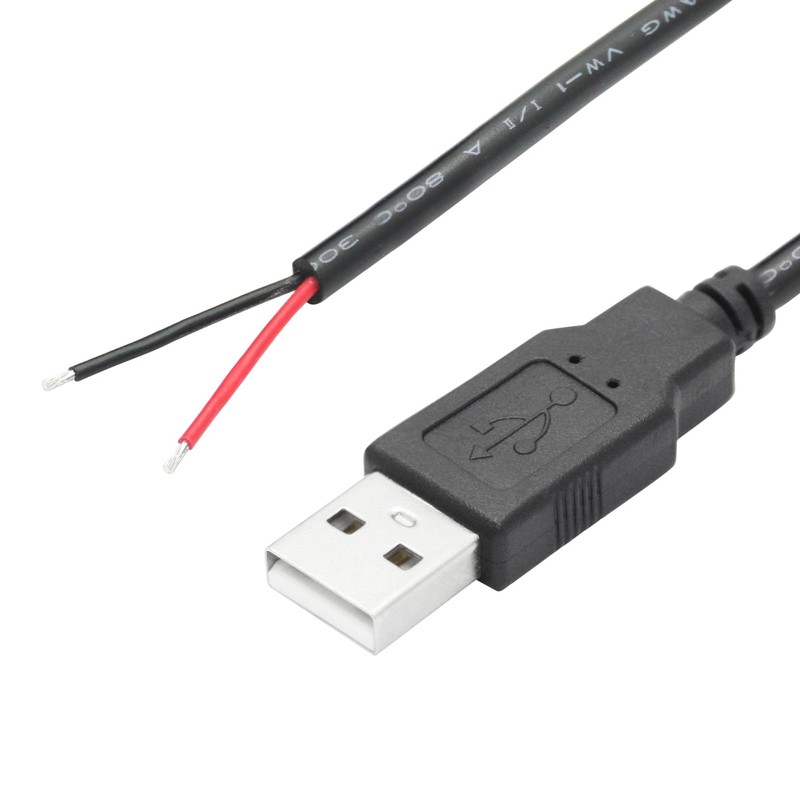 4Pcs USB A Male to 2 Pin Bare Wire 11inch,