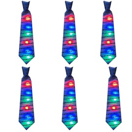 SZCQ 6 Pieces LED Sequin Necktie Electric Bright Light Up Men's Bow Ties For Adult and Kids Flashing Bowtie for Glow Party Rave Festival School