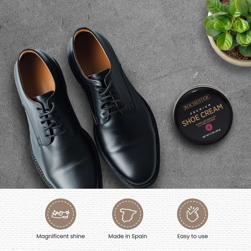 Rochester Premium Shoe Cream Polish, Black, 1.7 oz (50 g)