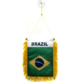 Ant Enterprises Wholesale lot 3 Brazil Mini Flag 4''x6'' Window Banner w/Suction Cup - Vivid Color and UV Fade Resistant - Prime Outside Garden Home Decor