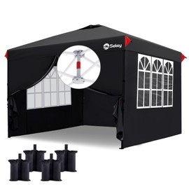 Sekey 10x10 Pop Up Canopy with 4 Sidewalls, One Push Setup Instant Outdoor Gazebo, Instant Canopy Tents with UPF50+ Top, 4 Weight Bags for Events, Beach, Patio, Camping