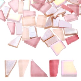 MECCANIXITY Irregular Glass Mosaic Tiles, 500g/1.1LB Irregular Stained Glass Sheets Broken Mosaic Pieces Tiles Supplies Kit Bulk for DIY Art Craft Making Home Decor, Pink Series